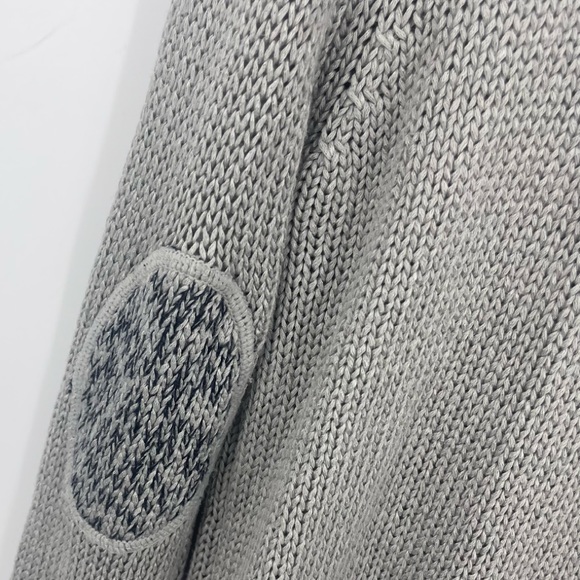 Francesca’s Gray Boho Cable Knit Elbow Patch Sweater Size Small - Picture 3 of 8